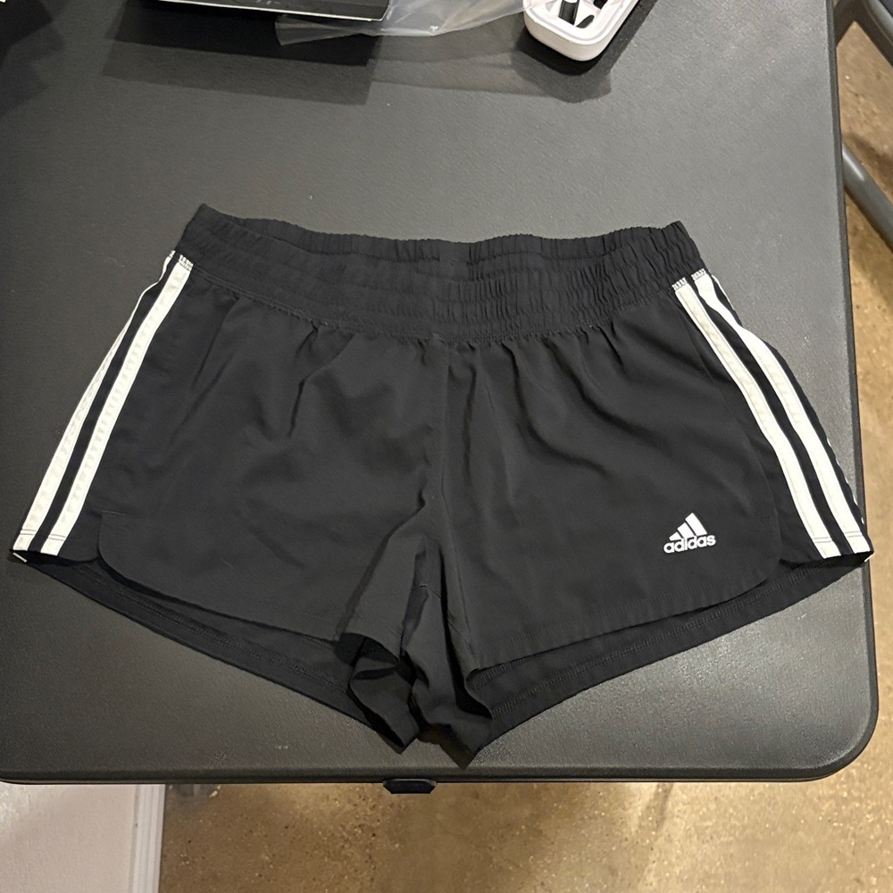 adidas Black Athletic Shorts with White Stripes